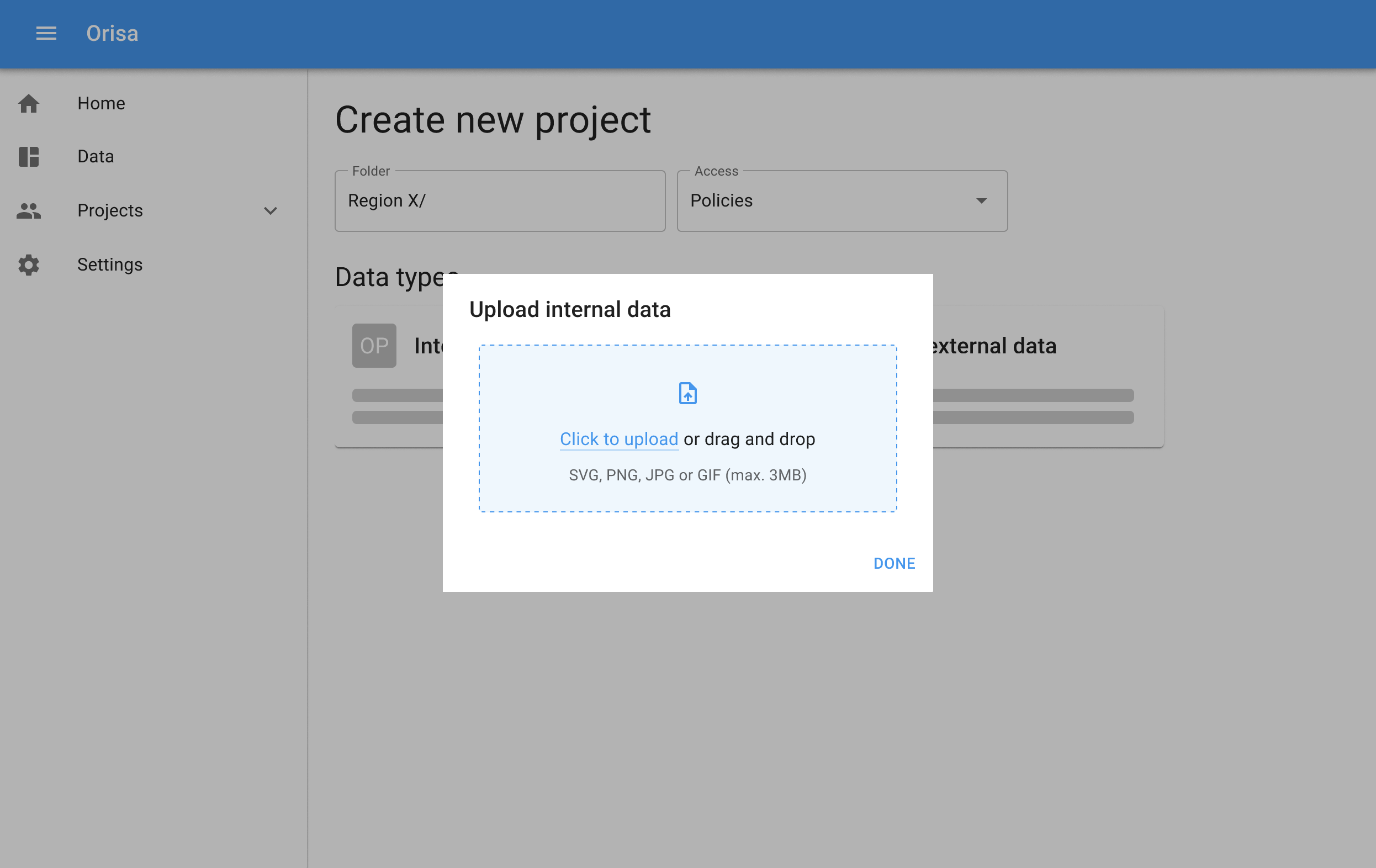 upload internal data